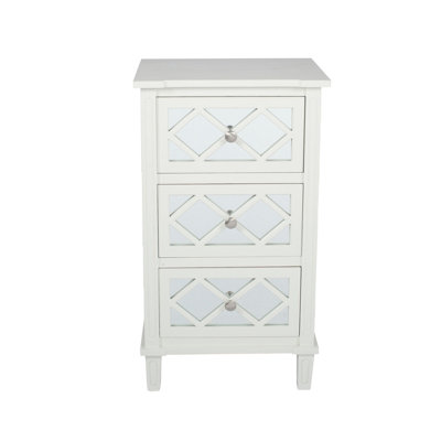 Make It A Home Olbia Ivory Mirrored Pine Wood 3 Drawer Unit