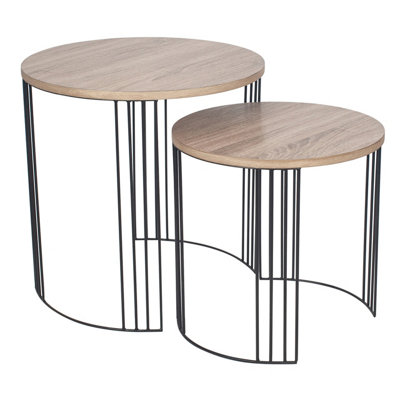 Make It A Home Olean Set of 2 Nested Light Oak Wood Effect Round Coffee Tables