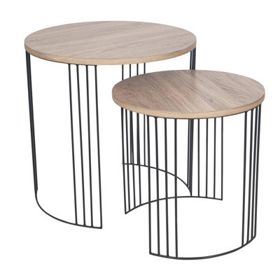 Make It A Home Olean Set of 2 Nested Light Oak Wood Effect Round Coffee Tables
