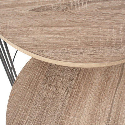 Make It A Home Olean Set of 2 Nested Light Oak Wood Effect Round Coffee Tables