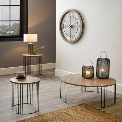 Make It A Home Olean Set of 2 Nested Light Oak Wood Effect Round Coffee Tables
