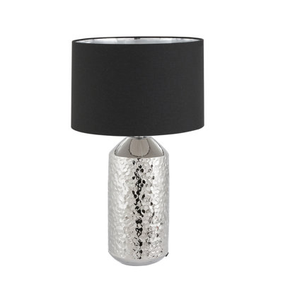 Make It A Home Olsen Silver & Black Honeycomb Textured Ceramic Table Lamp