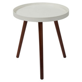 Make It A Home Pacari Matt White Lipped Pine Wood Leg Round Side Table