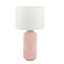 Make It A Home Rhombu Pink & White Geometric Textured Ceramic Cylinder Table Lamp