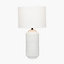 Make It A Home Rhombu White Geometric Textured Ceramic Cylinder Table Lamp