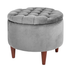 Make It A Home Sofia Quilted Velvet Storage Pouffe