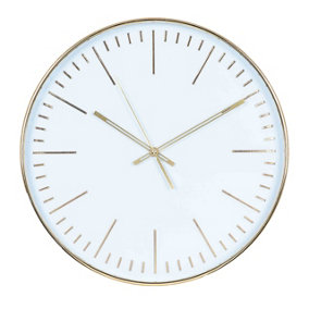 Make It A Home Townhouse Gold and White Metallic Round Wall Clock