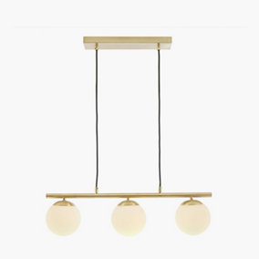 Make It A Home Vandalia Gold/White Horizontal 3-Bulb White Orb Brass Ceiling Light