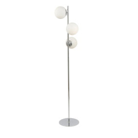 Make It A Home Vandalia Silver & White 3-Bulb Chrome Orb Floor Lamp