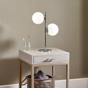 Make It A Home Vandalia Silver & White Metal Orb Table Lamp