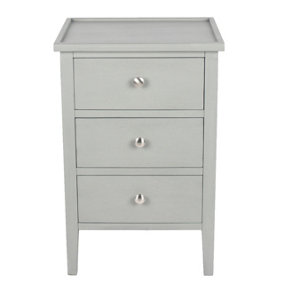Make It A Home Vermont Grey Pine Wood 3 Drawer Bedside Table