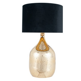 Make It A Home Wythe Gold & Black Mercurial Style Velvet Shade Champagne Table Lamp