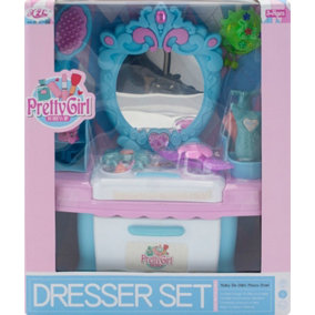 Make-Up Dessing Table Set Dresser Mirror Accessories Girls Kids Toy Xmas Gift