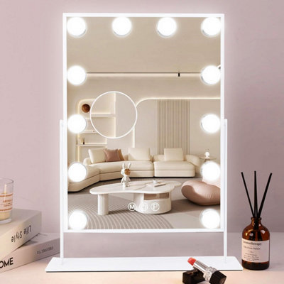 Makeup Mirror Vanity Mirror with 12 Led Bulbs, 5X Magnification,3 Color Modes