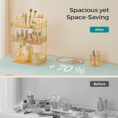 Makeup Organiser Storage 3-Tier Cosmetics Skincare Shelf Organizer ...