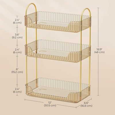 Makeup Organiser Storage 3-Tier Cosmetics Skincare Shelf Organizer ...