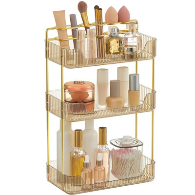 Makeup Organiser Storage 3-Tier Cosmetics Skincare Shelf Organizer ...