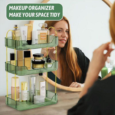 Makeup Organiser Storage 3-Tier Cosmetics Skincare Shelf Organizer ...