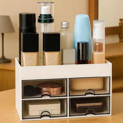 MAKEUP STORAGE BOX 21X14.5X12.5CM WITH 4 DRAWERS AND 4 COMPARTMENTS DESK