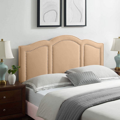 Makis Plush 26 inch Strutted Headboard - Mink | DIY at B&Q