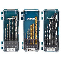 Makita 16 Piece Mixed HSS Metal Brad Point Wood TCT Masonry Mix Drill Bit Set