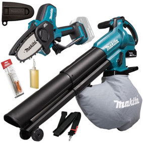Makita 18v Cordless Chainsaw Pruner + Blower Vacuum Pack + Bag DUB187Z + DUC101Z