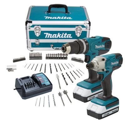 Makita 18v combi drill and impact driver set deals b&q