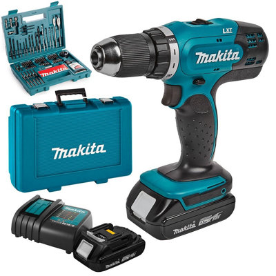 Makita 18v Cordless Lithium Drill Driver 2 x Battery + 100 Screwdriver Bit Set