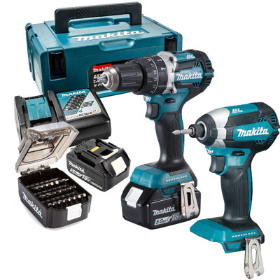 Makita 18v DLX2180TJ Brushless Kit DHP484 Hammer Drill DTD153