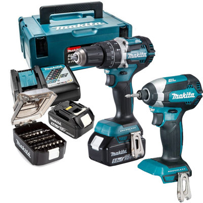 Makita 18v DLX2180TJ Brushless Kit DHP484 Hammer Drill DTD153 Impact Driver +Set