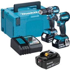 Makita 18V 9 Piece Combo Kit with 3 x 5.0Ah Batteries Charger & Bag  T4TKIT-196