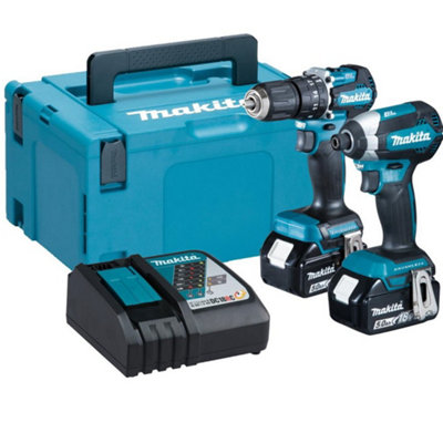 Makita 18v combi drill and impact driver set deals b&q