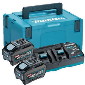 Makita 40V XGT Power Source Kit 2x BL4050 2.0Ah Batteries DC40RB Twin Charger