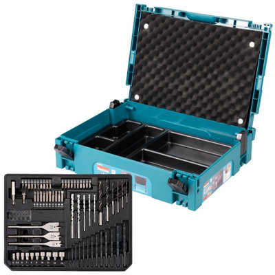 Makita 70 Piece Drill Bit Set Masonry HSS Flat Wood Bit  Socket + Inlay + Makpac