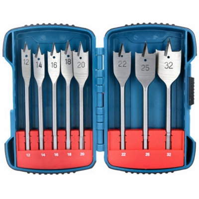 Makita 8 Piece Hex Shank Wood Flat Drill Bit Set +Case 12mm 14 16 18 20 22 25 35