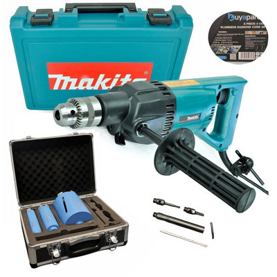 Makita 8406 Diamond Core Drill Rotary Percussion 110V + Plumbing 8 PC Core Set