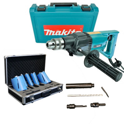 Makita 8406 Diamond Core Drill Rotary Percussion 240V + 10 Piece Core Set + Case