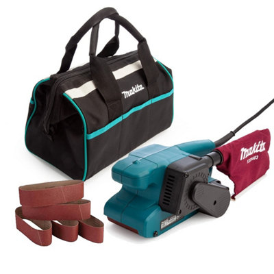 Makita 9911 110v 3" Belt Sander and Dust Bag with 40g Sanding Belts + Tool Bag