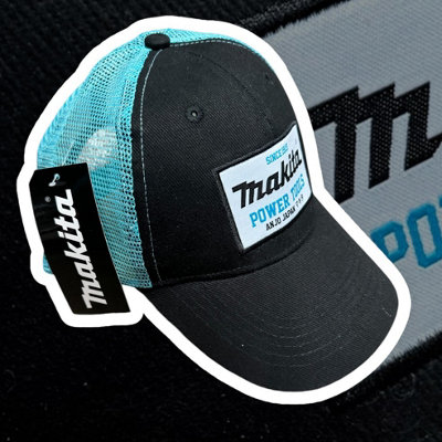Makita Adjustable Black Baseball Cap Hat with Makita Logo Japan Emboss Logo Blue