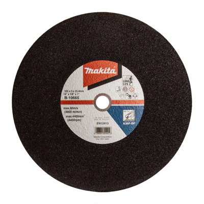 Makita B10665 Abrasive Chop Saw Wheel Metal Cut 355mm x 3 x 25.4mm For