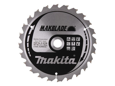 Makita B-32708 MAKBLADE Mitre Saw Blade 190 x 20mm x 24T MAKB32708 ...