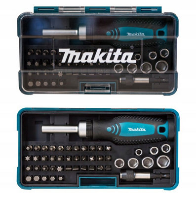 Makita B-36170 47 Piece Bit Set + Ratchet Screwdriver 1/4 Hex Shank ...