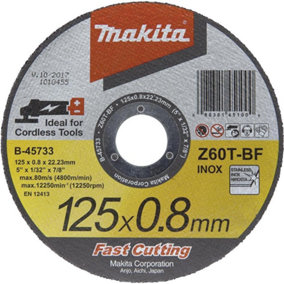 Makita B-45733 Fast Cutting Super Thin Metal Grinder Disc 125mm 0.8mm 22.23mm
