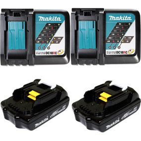 Makita BL1815 18v 2x LXT 1.5ah Lithium Batteries + DC18RC Dual Pack Fast Charger