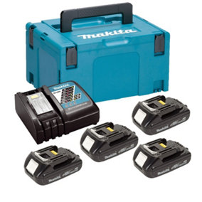 Makita BL1815 18v 4 x 1.5ah Lithium Batteries DC18RC Fast Charger + Makpac Case
