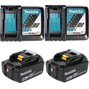 Makita BL1840 18v 2x LXT 4.0ah Lithium Batteries + DC18RC Dual Pack Fast Charger