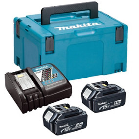 Makita BL1850 18v 2 x 5.0ah Lithium Batteries DC18RC Fast Charger + Makpac Case