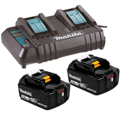 Makita BL1850 18v 2 x LXT 5.0ah Lithium-Ion Batteries + DC18SH Dual Port Charger