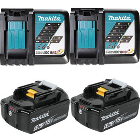 Makita BL1860 18v 2x LXT 6.0ah Lithium Batteries + DC18RC Dual Pack Fast Charger