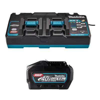 Makita BL4050 40V Max 5Ah Li-ion XGT Battery + DC40RB 40V Twin Fast Charger